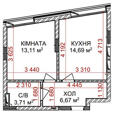 1-кімнатна 38.18 м² в КБ Ідеаліст від 73 950 грн/м², Київ
