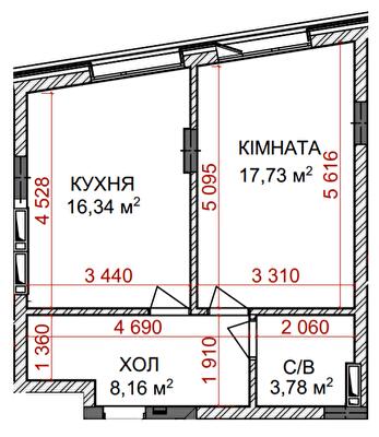 1-комнатная 46.01 м² в КД Идеалист от 73 950 грн/м², Киев
