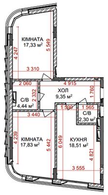 2-кімнатна 69.76 м² в КБ Ідеаліст від 68 250 грн/м², Київ