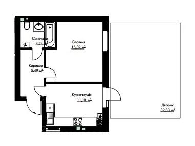 1-кімнатна 36.56 м² в ЖК Cherry House 3 від 16 000 грн/м², смт Гостомель
