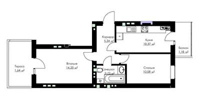 2-комнатная 46.54 м² в ЖК Cherry House 3 от 16 000 грн/м², пгт Гостомель