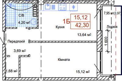 1-кімнатна 42.3 м² в ЖК Art House від 51 100 грн/м², Одеса