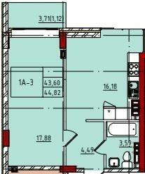 1-кімнатна 44.82 м² в ЖК Manhattan від 26 250 грн/м², Одеса