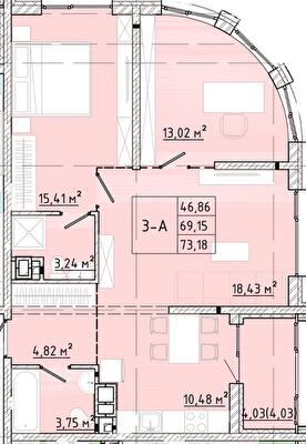 3-кімнатна 73.18 м² в ЖК Modern від 28 400 грн/м², Одеса
