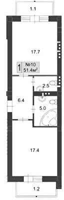1-кімнатна 51.4 м² в ЖК Palais Royal (Зелений Мис) від 31 450 грн/м², с. Крижанівка