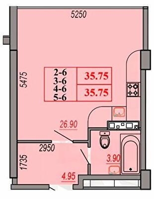 1-кімнатна 35.75 м² в ЖК Segment від 29 650 грн/м², Одеса