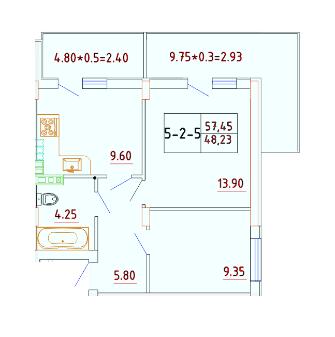 2-кімнатна 48.23 м² в ЖК Smart City від 24 050 грн/м², с. Крижанівка