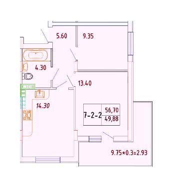 2-кімнатна 49.88 м² в ЖК Smart City від 24 050 грн/м², с. Крижанівка
