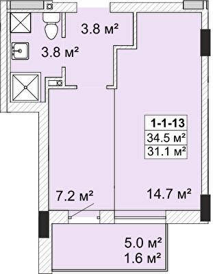 1-кімнатна 34.5 м² в ЖК SMART City-2 від 19 150 грн/м², Одеса