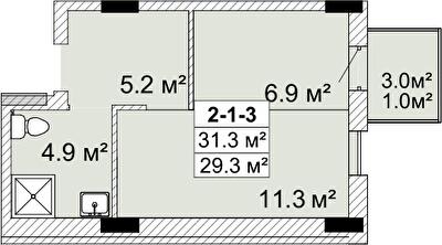 1-кімнатна 31.3 м² в ЖК SMART City-2 від 19 150 грн/м², Одеса