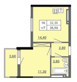 1-кімнатна 35.9 м² в ЖК Акварель-3 від 26 250 грн/м², Одеса