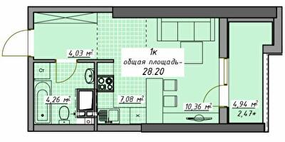 1-кімнатна 28.2 м² в ЖК Атмосфера від 22 850 грн/м², Одеса