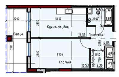 1-кімнатна 42.88 м² в ЖК Простір+ на Дачній від 29 450 грн/м², Одеса
