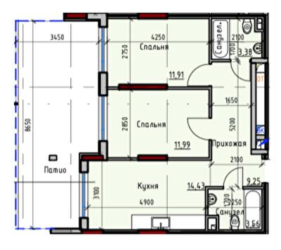 2-комнатная 54.52 м² в ЖК Пространство+ на Дачной от 31 500 грн/м², Одесса
