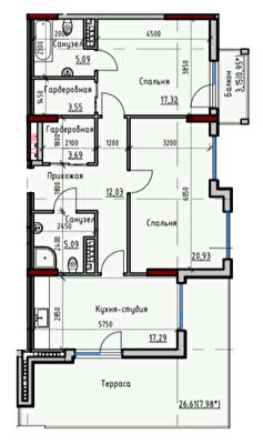 2-комнатная 93.92 м² в ЖК Пространство+ на Дачной от 31 500 грн/м², Одесса