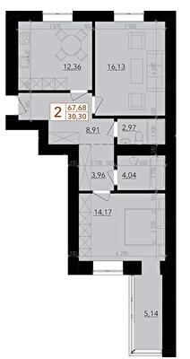 2-кімнатна 67.68 м² в ЖК HARMONY for life від 14 500 грн/м², Хмельницький