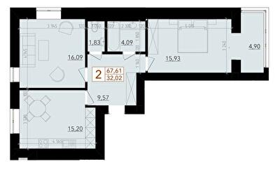 2-комнатная 67.61 м² в ЖК HARMONY for life от 14 500 грн/м², Хмельницкий