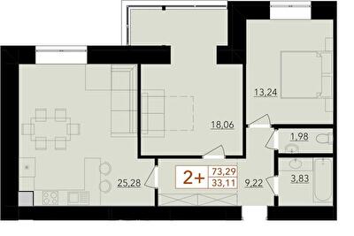 2-комнатная 73.29 м² в ЖК HARMONY for life от 16 000 грн/м², Хмельницкий