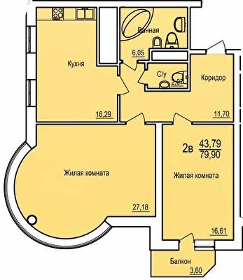 2-комнатная 79.9 м² в ЖСК Поющий фонтан от 24 000 грн/м², Одесса
