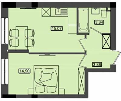 1-комнатная 37.7 м² в ЖК Дом у моря Premier от 18 400 грн/м², г. Южное