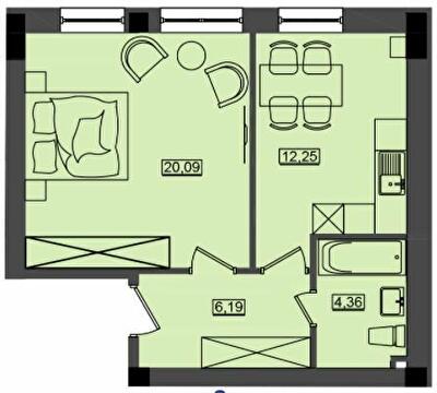 1-комнатная 42.88 м² в ЖК Дом у моря Premier от 18 400 грн/м², г. Южное