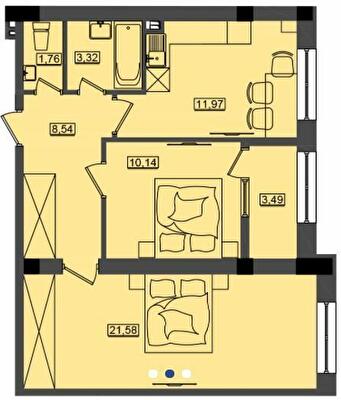 2-комнатная 60.59 м² в ЖК Дом у моря Premier от 18 400 грн/м², г. Южное