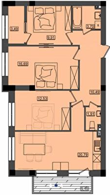 3-комнатная 82.08 м² в ЖК Дом у моря Premier от 24 050 грн/м², г. Южное