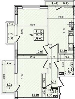 2-комнатная 58 м² в ЖК Парус от 18 400 грн/м², г. Южное