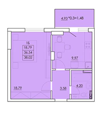 1-комнатная 38.02 м² в ЖК Ventum от 18 000 грн/м², с. Крыжановка
