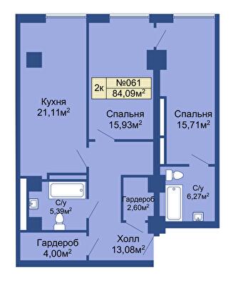 2-кімнатна 84.09 м² в ЖК Колумб від 20 800 грн/м², с. Крижанівка