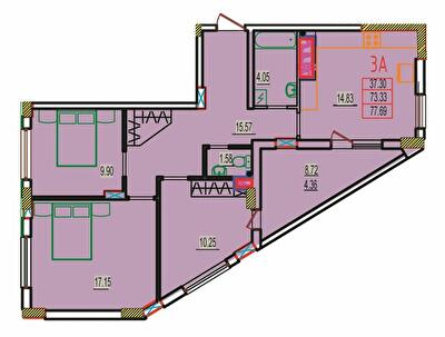 3-кімнатна 77.89 м² в ЖК RosenTal від 15 750 грн/м², с. Лиманка