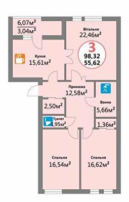 3-кімнатна 98.32 м² в ЖК Еко-дім на Надійній від 19 500 грн/м², Львів