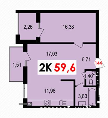 2-комнатная 59.6 м² в ЖК Долишний от 13 400 грн/м², Ивано-Франковск