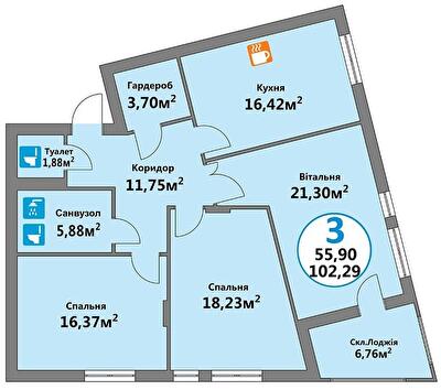 3-кімнатна 102.29 м² в ЖК Еко-дім на Козельницькій від 40 000 грн/м², Львів