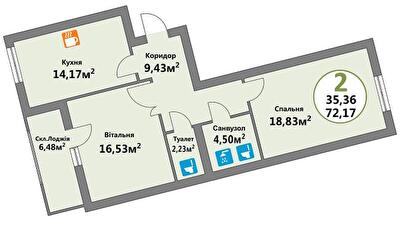 2-кімнатна 72.17 м² в ЖК Еко-дім на Козельницькій від 42 500 грн/м², Львів