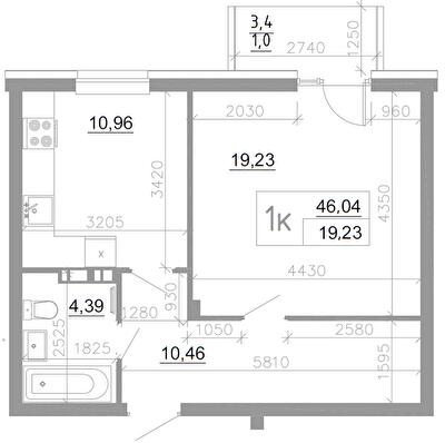1-кімнатна 46.04 м² в ЖК Scandia від 18 600 грн/м², м. Бровари