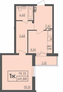 1-кімнатна 49.88 м² в ЖК Scandia від 19 000 грн/м², м. Бровари
