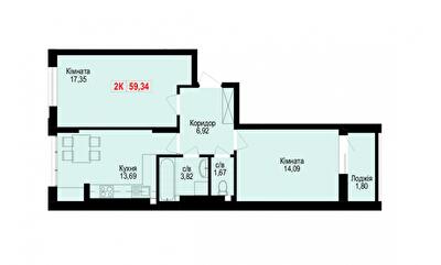 2-комнатная 59.34 м² в ЖК Цитадель-1 от 12 500 грн/м², Ивано-Франковск