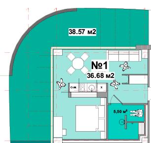 2-комнатная 36.68 м² в Апарт-комплекс Resort Medical Park от 101 350 грн/м², с. Поляница