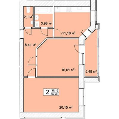 2-кімнатна 67.33 м² в ЖК Прага від 14 000 грн/м², м. Старокостянтинів