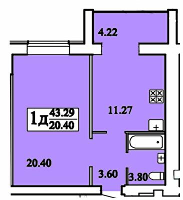 1-кімнатна 43.29 м² в ЖК Дім від 14 500 грн/м², Хмельницький