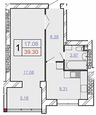1-комнатная 39.3 м² в ЖСК Счастливый от 16 200 грн/м², Хмельницкий