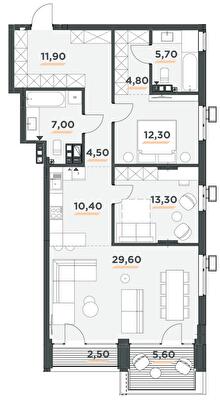 2-комнатная 103.6 м² в ЖК 31Z от 43 000 грн/м², Киев