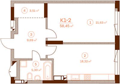 1-кімнатна 58.45 м² в ЖК Stanford від 65 450 грн/м², Київ