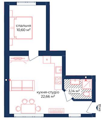1-кімнатна 36.4 м² в КБ Liverpool House від 29 100 грн/м², Київ
