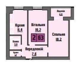 2-комнатная 63 м² в ЖК Династия от 18 000 грн/м², с. Тарасово