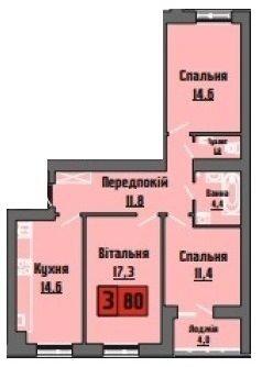 3-комнатная 80 м² в ЖК Династия от 18 000 грн/м², с. Тарасово