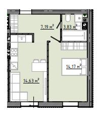 1-комнатная 40.62 м² в ЖК Osnova от 19 050 грн/м², Запорожье