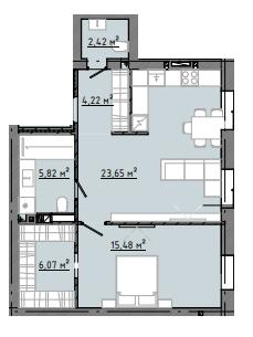 2-комнатная 59.19 м² в ЖК Osnova от 18 100 грн/м², Запорожье