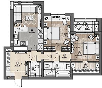 2-кімнатна 77.8 м² в ЖК Dynastia BC від 29 550 грн/м², м. Біла Церква